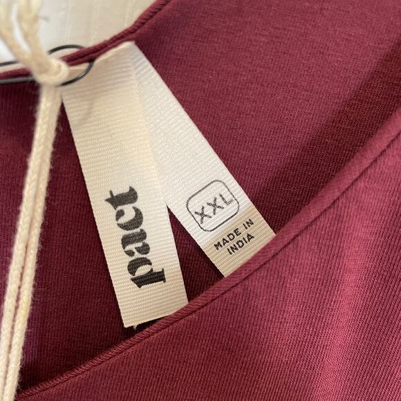 Pact Fit & Flare Midi Dress Deep Rose Organic Cotton Vneck Pockets NWT XXL - Picture 3 of 7